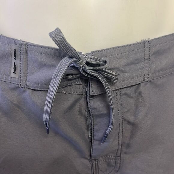 Ron Jon Surf Shop Gray Hoop & Loop/ Tie Closure Swim Trunks w/ Cargo Pocket- 34 - Picture 3 of 14